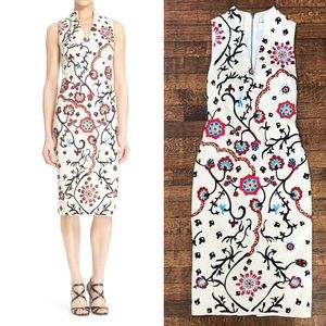 alice + olivia jacki embroidered sheath dress